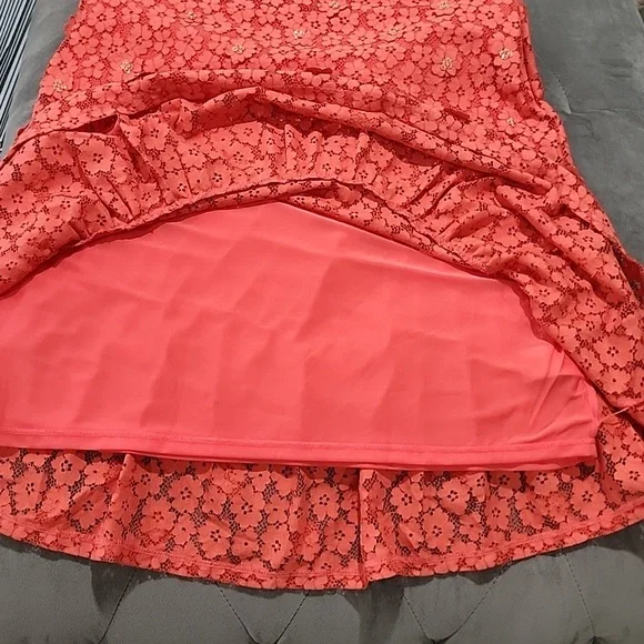 Michael Michael Kors Embellished Coral Peach Size Large Dress - Picture 10 of 14